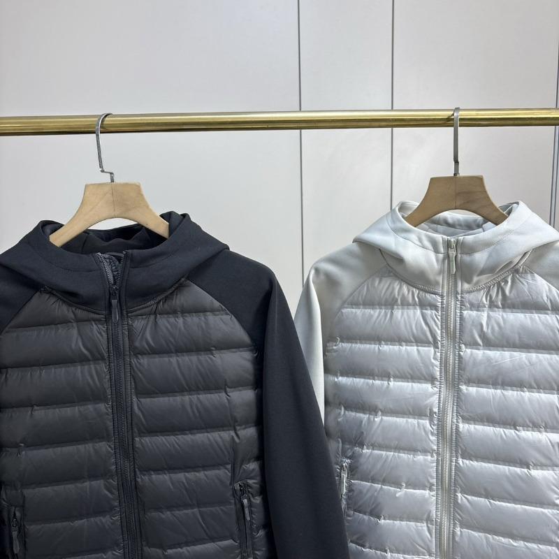 Tan Series Ribs Double Spell + Pressed Velvet, Autumn and Winter Men's Outdoor Sports and Leisure Hooded Light Down Jacket