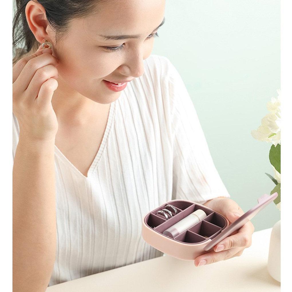 Portable Jewelry Display Box Organizer Travel Household Jewelries Case with Mirror Ornaments Storage Containers Girls