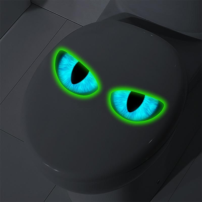 Funny Glowing Eyes Toilet Stickers Removable Bathroom Decoration Waterproof Vinyl Wall Tile Decals for Home Office