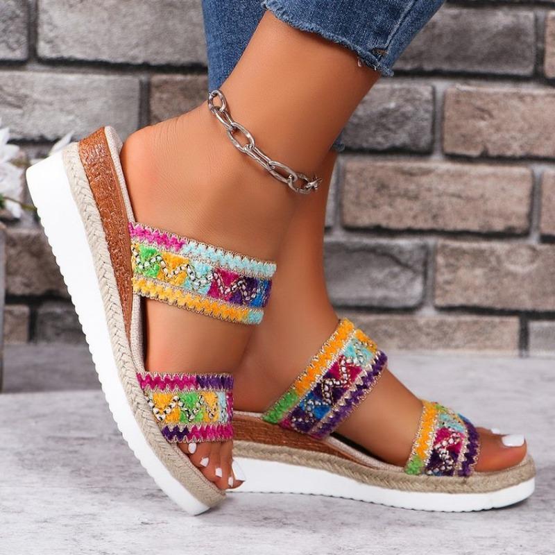 Womens High Heels Sandal Thick Bottom Casual Shoes Ladies Leisure Summer Wedges Sandals Woman Shoes Women Platform Mules Slipper