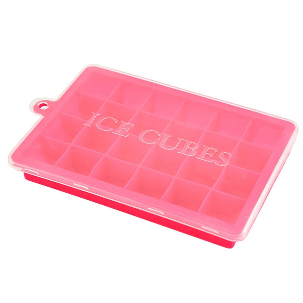 21/24 Grids Food Grade BPA Free Silicone Ice Cube Tray with Lid Easy To Demold Heart-shaped and Square Ice Maker Ice Cream Maker