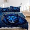 Set Biancheria da Letto Leone Blu 3 Pezzi - 1 Copripiumino + 2 Federe(Nucleo non incluso), Poliestere Lavabile in Lavatrice yy251216103