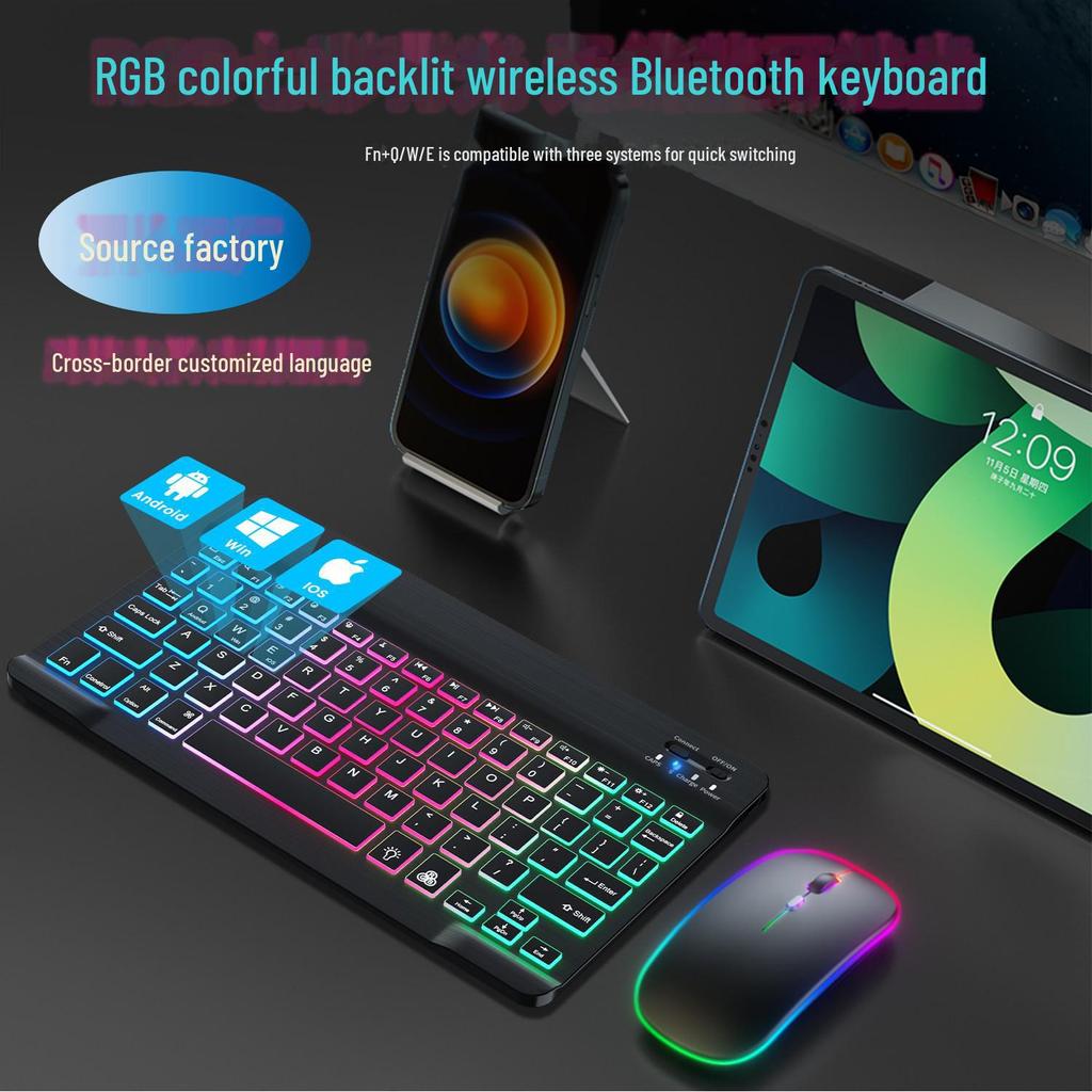 10-Inch Wireless Bluetooth Keyboard & Mouse Set for iPad, Mobile Phone, and Tablet