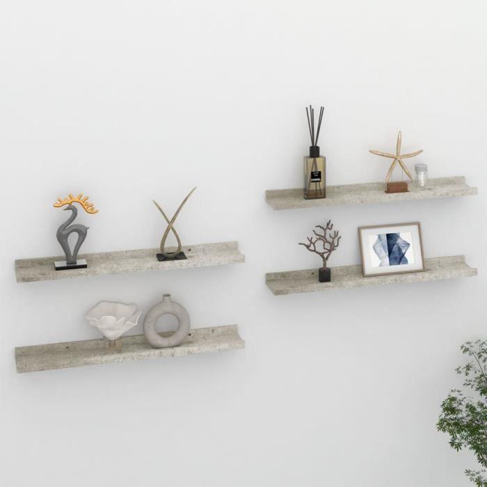 VidaXL Étagères murales 4 pcs Gris béton 60x9x3 cm