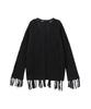 Teulimingbeodeu Wool Damage Tassel Knit Set-Up Pullover [ Black ]