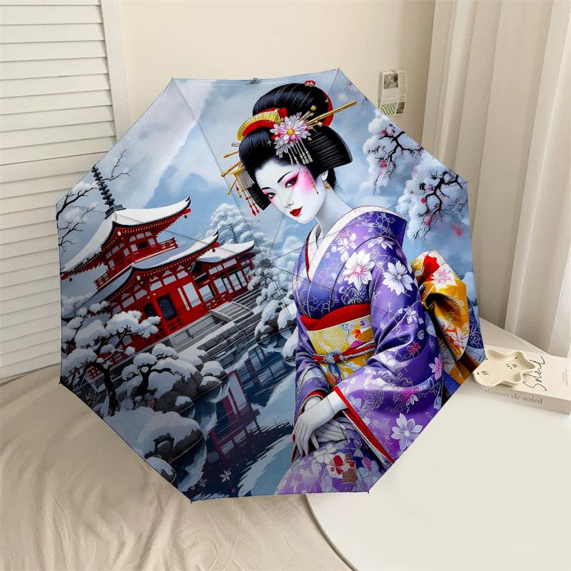 

1PC Floral Kimono Umbrella-8-Rib Reinforced, Automatic Open, Lightweight & Durable, Cute Fashion Accessory for Outdoor-P2630