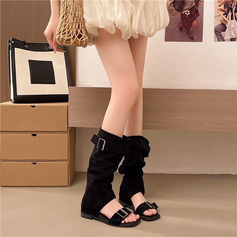 

Newly-released Niche Tall Straw Sandals with Built-in Height Increase - Open-toe Sandals - Women s Shoes 35 чёрный