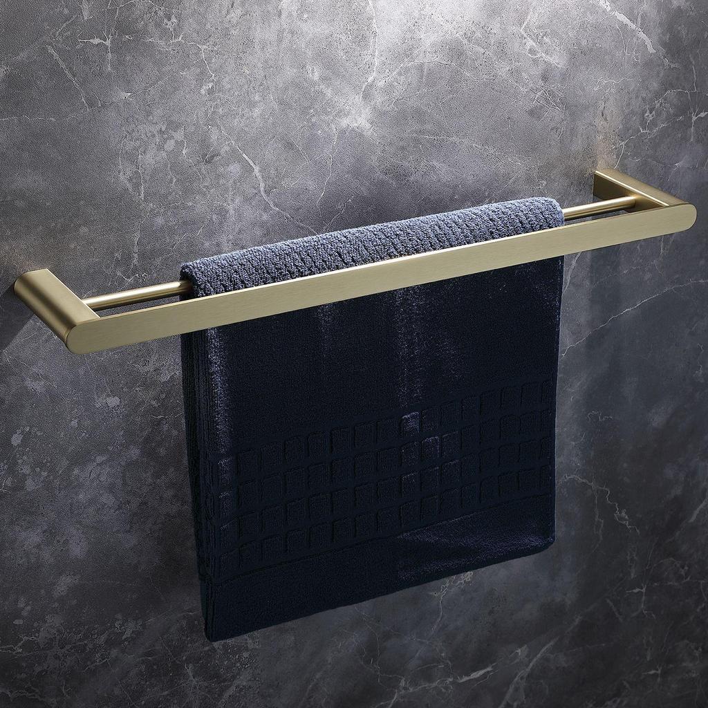 Brushed Gold Bathroom Towel Rack and Shelf Set