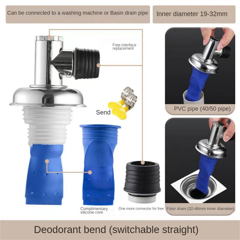 Washing Machine Floor Drain Adapter Anti-overflow Bathroom Pipe Sewer Connector Dishwasher Drain Deodorant Sealing Ring Adapter