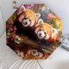 Two Red Pandas Pattern, Automatic Folding Umbrella, Portable and Foldable Design, 8 Ribs, a Christmas or Birthday Gift.