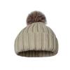 Autumn Winter New Fashion Beanie Acrylic Pullover Solid Color Knitted Hairball Velvet Padded Flanging Plus Custom Winter Hats