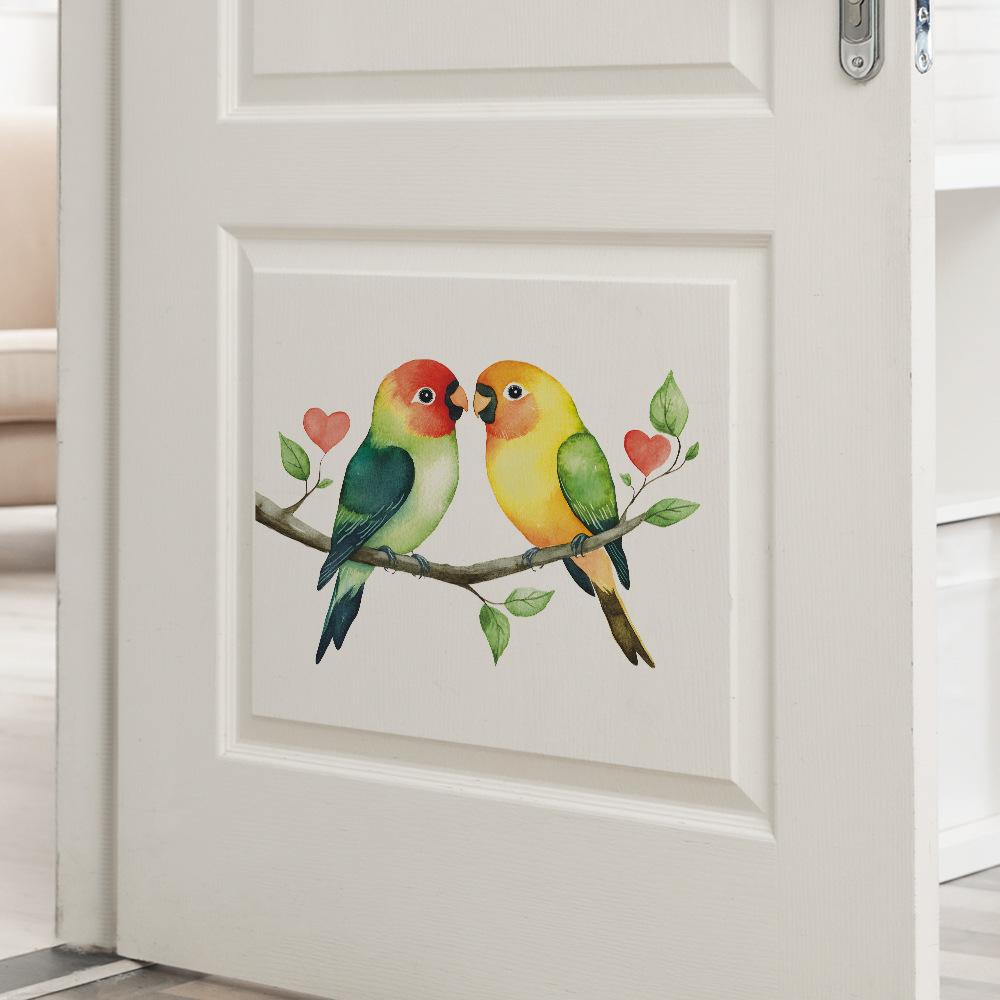 Self-adhesive Wall Stickers Two Birds Love Heart Branch for Kids Room Bedroom Home Decor