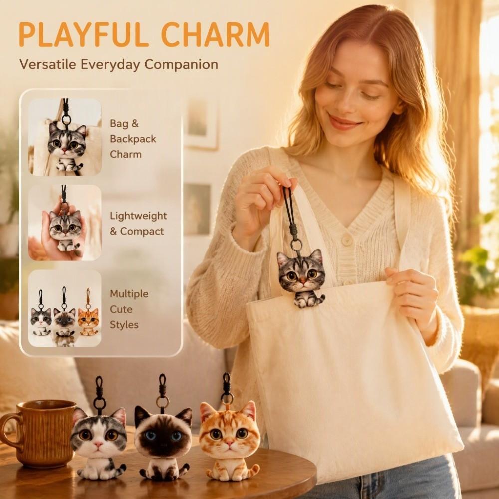 Lovely Cat Doll Cat Plush Doll Keychain Plush Car Key Ring New Doll Bag Pendant Gifts