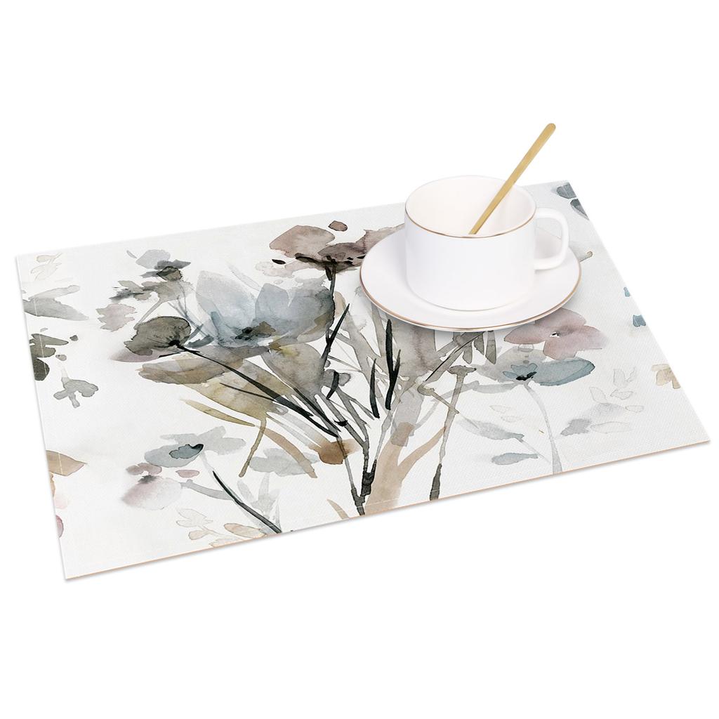 Bohemian Floral Placemats Delicate Daisy Rose Design Elegant Aesthetic Washable Table Mats for Dining Kitchen Tea Party Decor