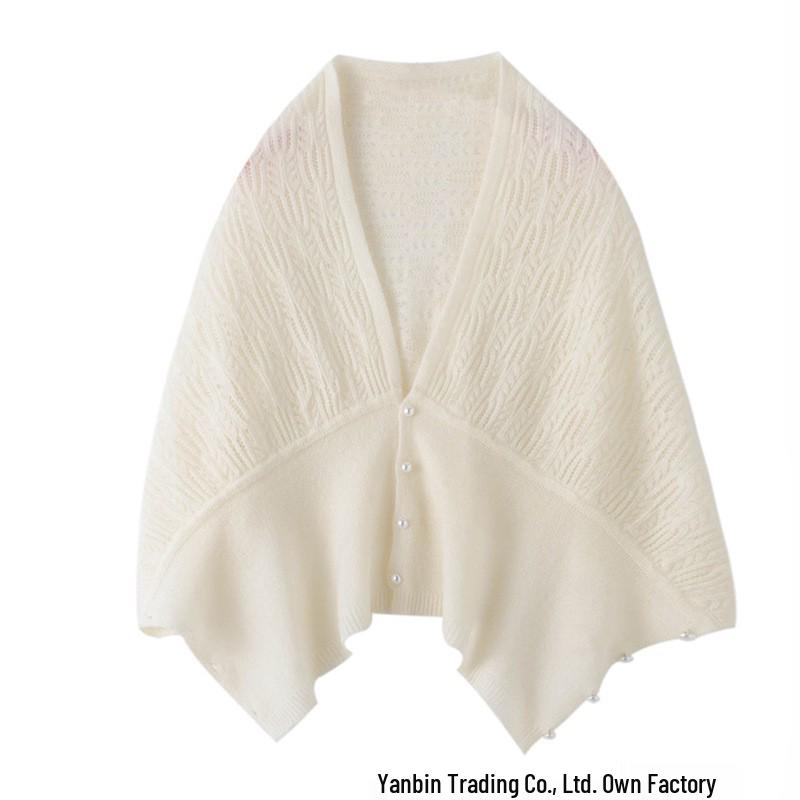 Cashmere Cross-Stitch Knit Shawl for Women - Air-Conditioned Room Cardigan, Shoulder & Neck Protector, Scarf Cape