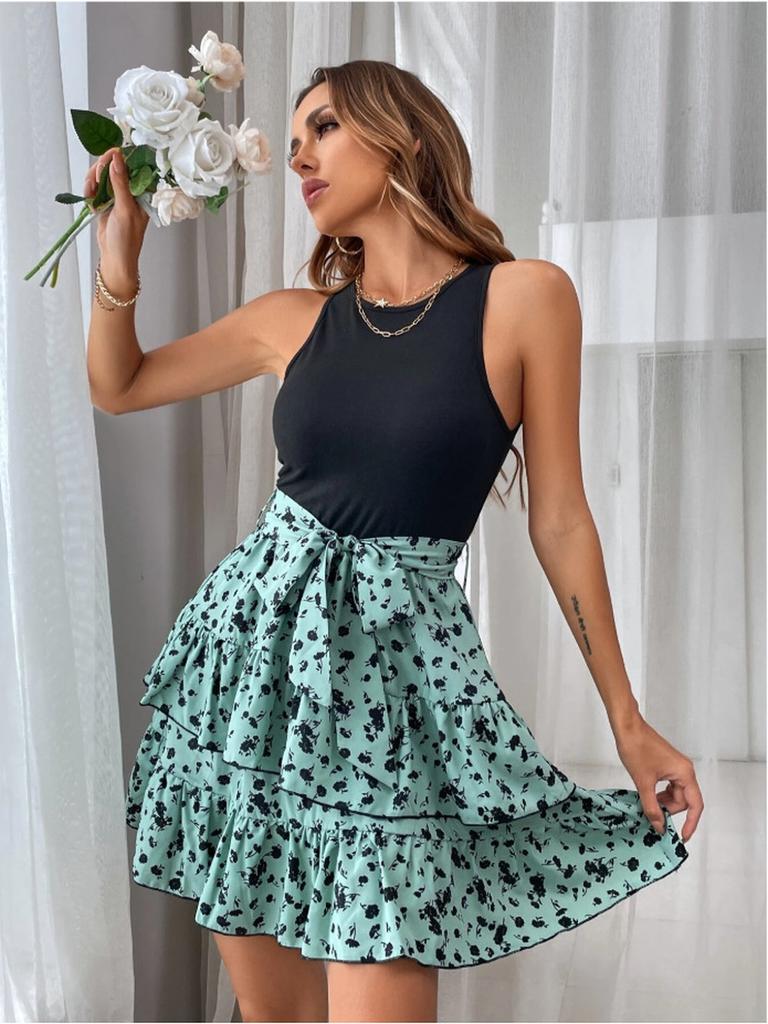 Summer New Women Sleeveless Printed Backless Dress Ready
