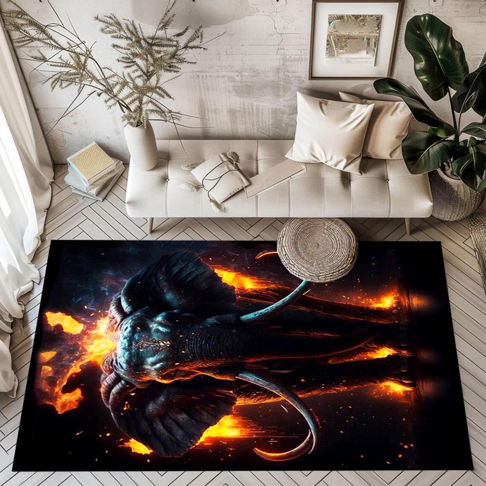 Colorful Elephant Artwork Floor Mats for Living Room, Bedroom and Room Decoration Are Suitable for Gifts.