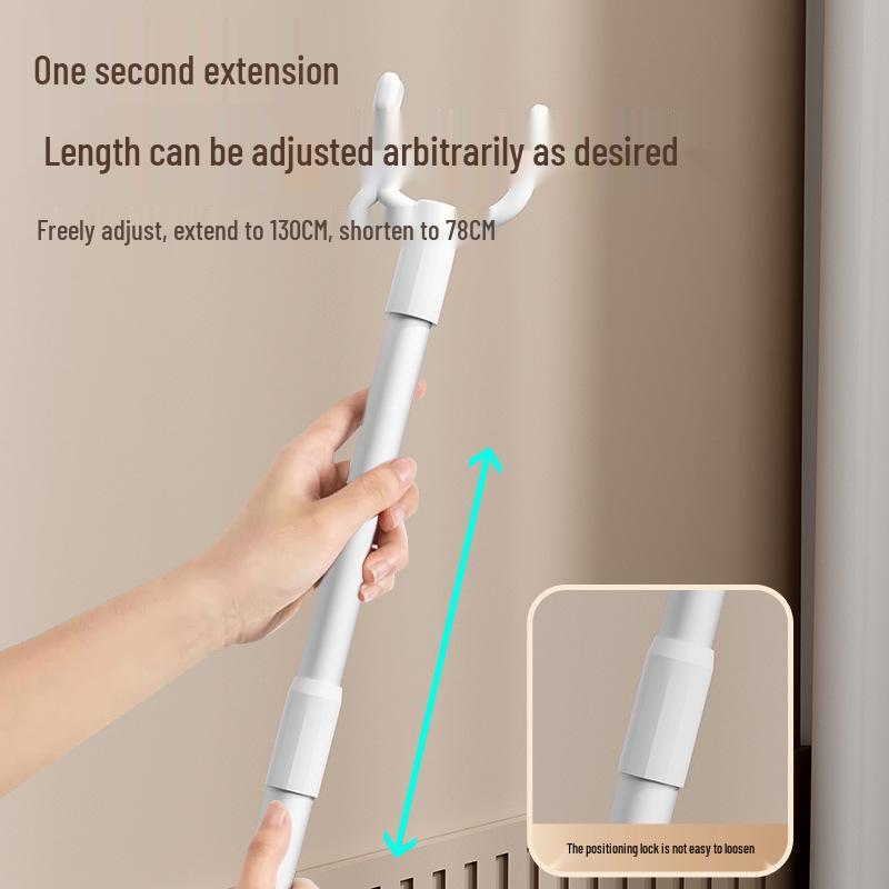 Retractable Adjustable Clothes Drying Pole with Thickened Fork for Dormitory or Balcony