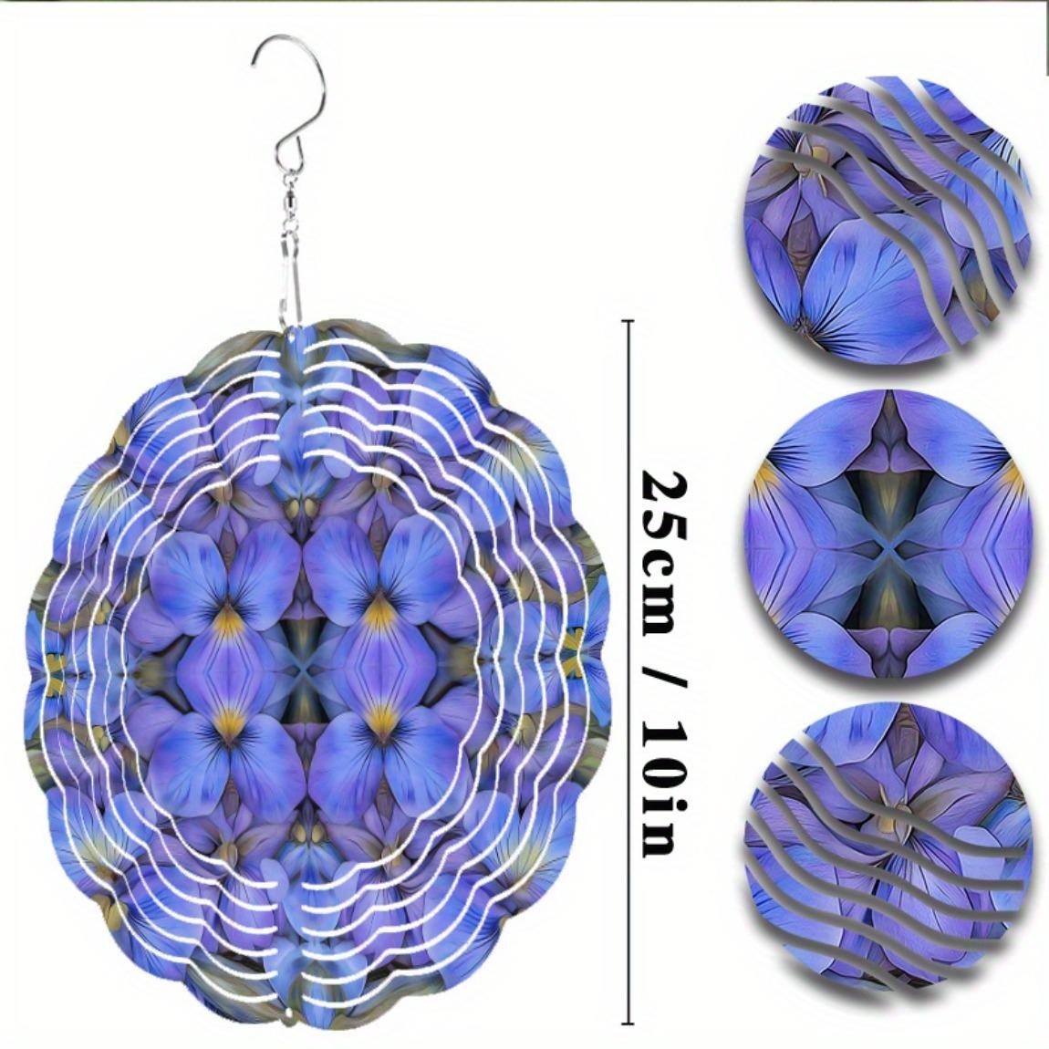 

Metal Flower Wind Spinner Outdoor Decor Vibrant Purple Blue Rotating Hanging Garden Yard Window Art All Season Wind Chime with Petal Design 01A