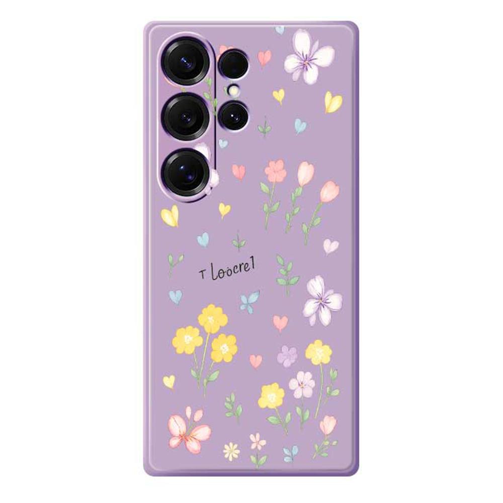 For Samsung Galaxy S25 Ultra Case Small Flowers Pattern Printing Straight Edge TPU Phone Back Cover
