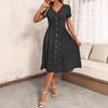 Summer New Fashion Polka Dot Women's Dress Sexy V-neck Breasted Short-sleeved Floral Dress