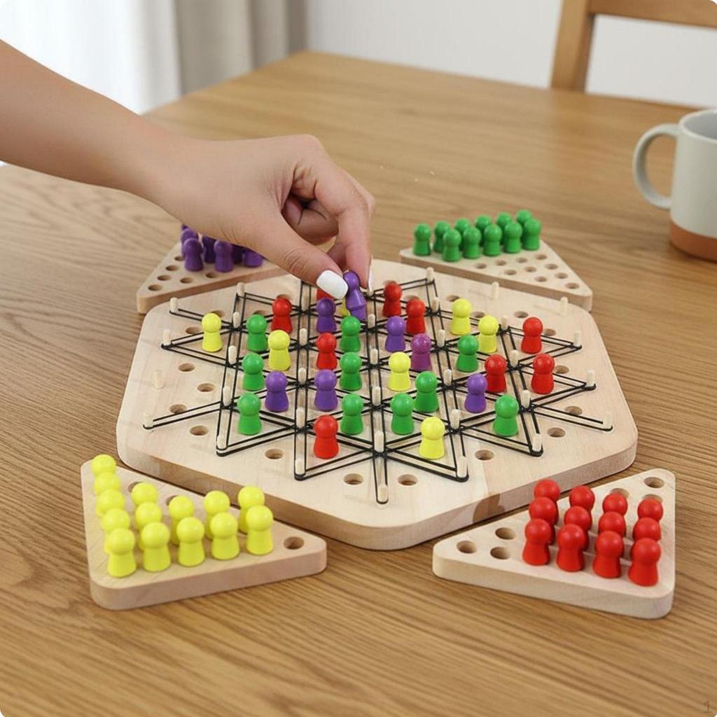 Wooden Chain Checkers Game Logical Thinking Training Geometric Strategy Board ParentChild