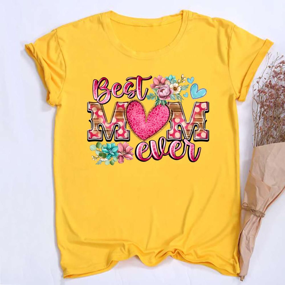 1pc Blessed Mom Best Mom Ever Letter TShirts Great Mothers Day Gift Round Neck Casual Short Sleeve Women Clothes