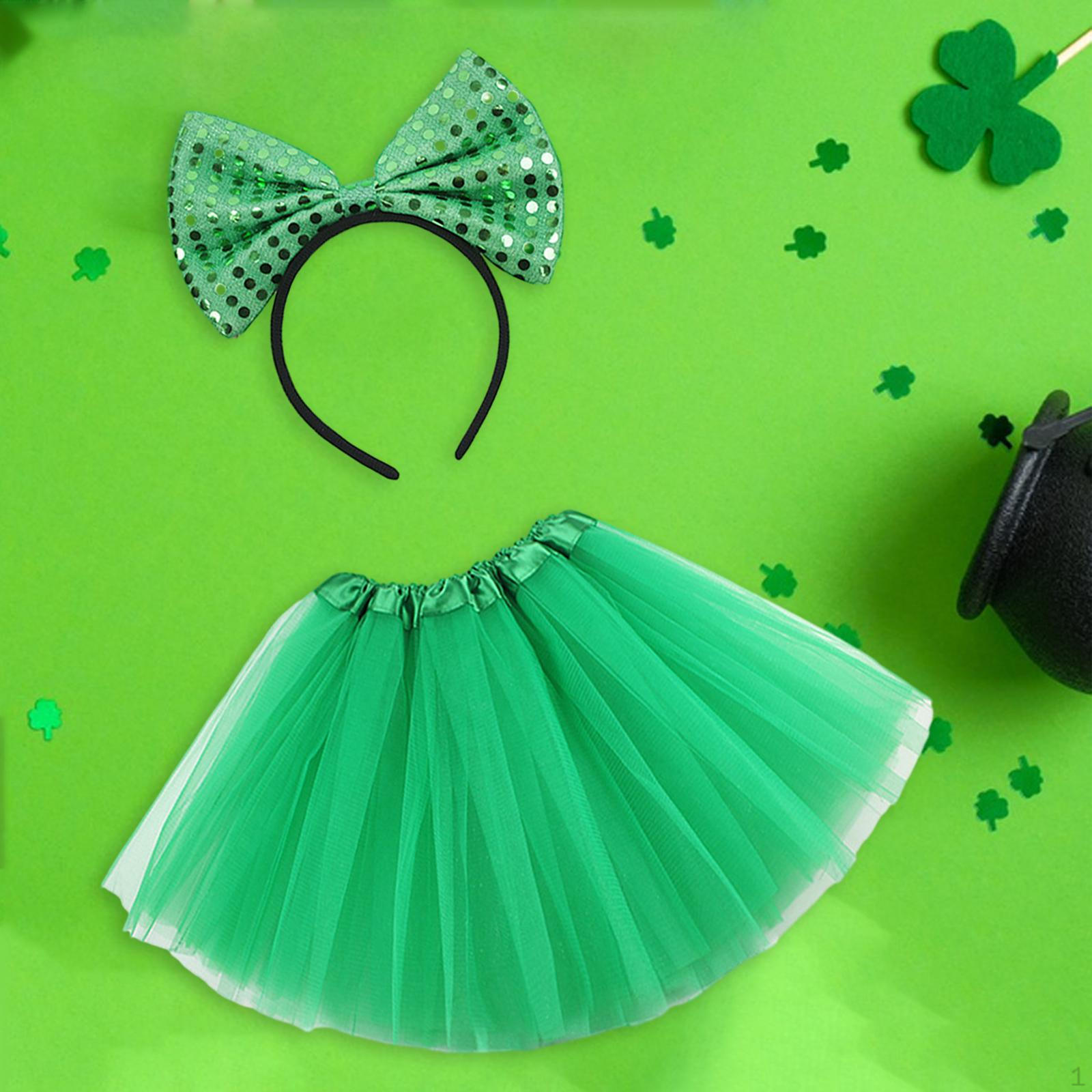 

Праздничный комплект из зеленой юбки-пачки и повязки на голову для дня рождения. День Патрика
