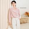 Xiangying Shijian Women's Velvet Long-Sleeve V-Neck Blouse