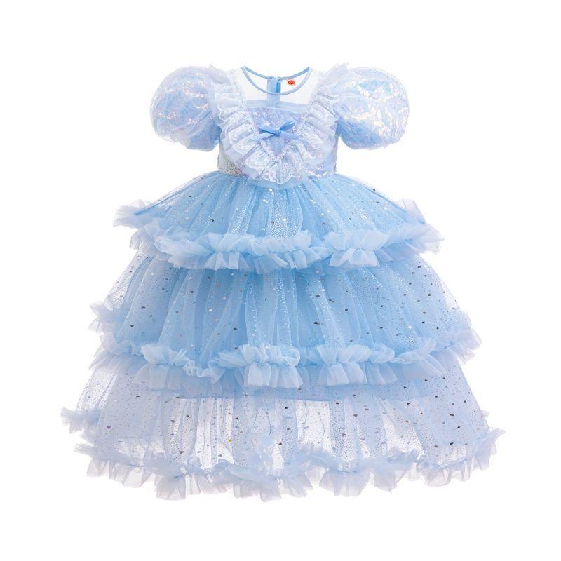 Girls Fashion: Frozen Princess Elsa Dress - Children s Tulle Ball Gown Cosplay Costume 110