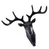 3D Deer Head Wall Hook Plastic Wall Mounted Decorative Towel Key Holder Hanger for Living Room Bedroom Black