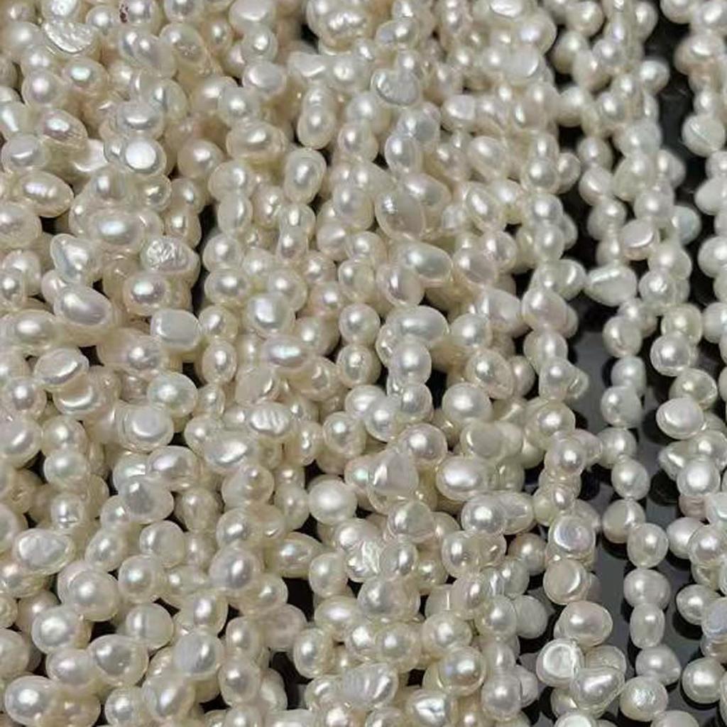 Top Sided Drilled Hole Pearl 4-5mm, Elegant White Natural Freshwater Pearl Beads for DIY Necklace, Bracelet, Anklet Accessories, Jewelry Making, 36cm