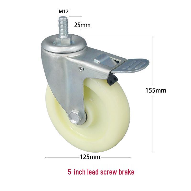 PP Nylon Swivel, Fixed, & Braked Casters - Trolley & Equipment Wheels, 3-5 Inch