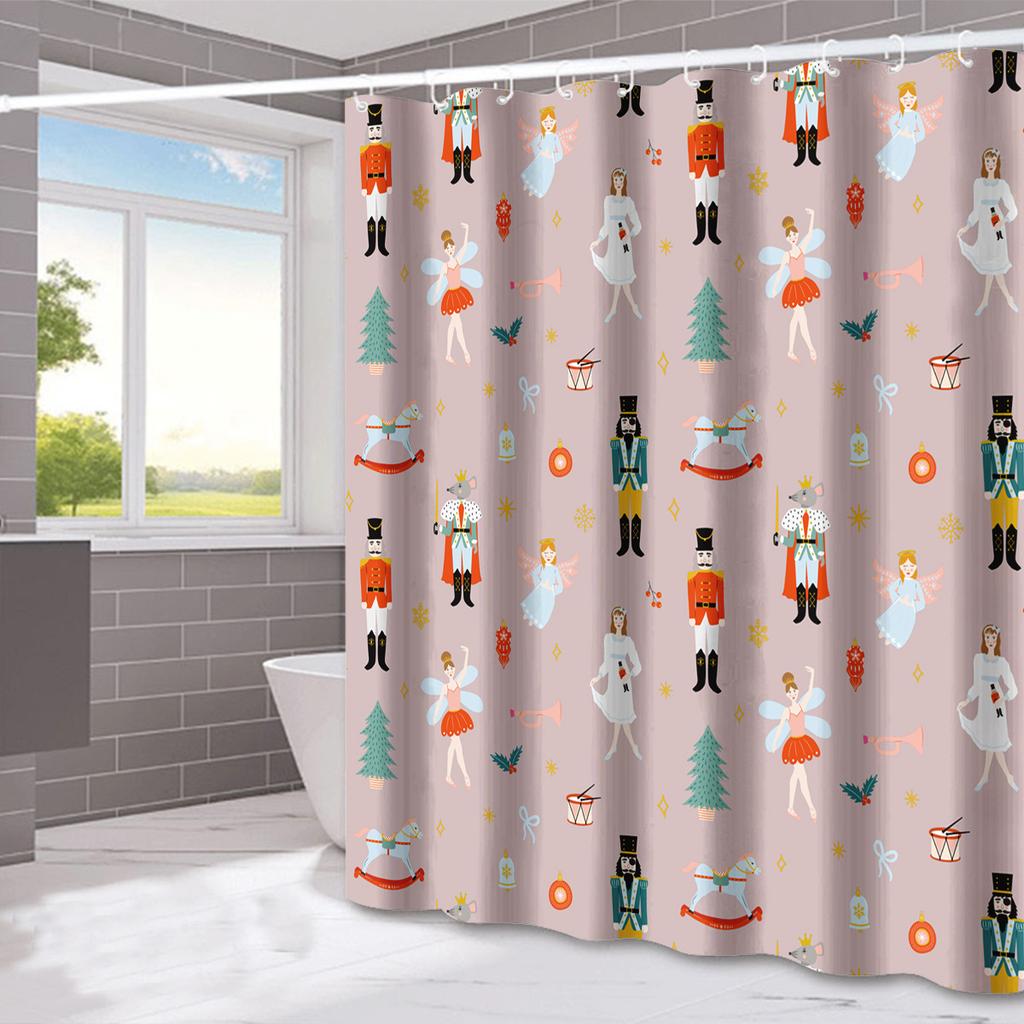 Santa Claus'S Bow Tie Washable Dirt-Resistant Shower Curtain Shower Head Waterproof Polyester Bath Curtain For Home Decor