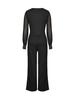 Women's V-Neck Mesh Stitching Rivet Straight-Leg Jumpsuit In Stock