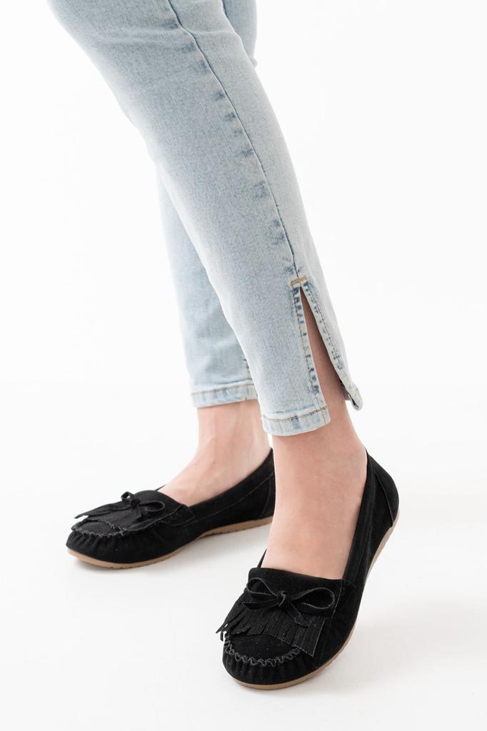 Women's Fashion Flat Heeled Ballerinas Ps Brown Suede Tasseled Daily Ballet Shoes