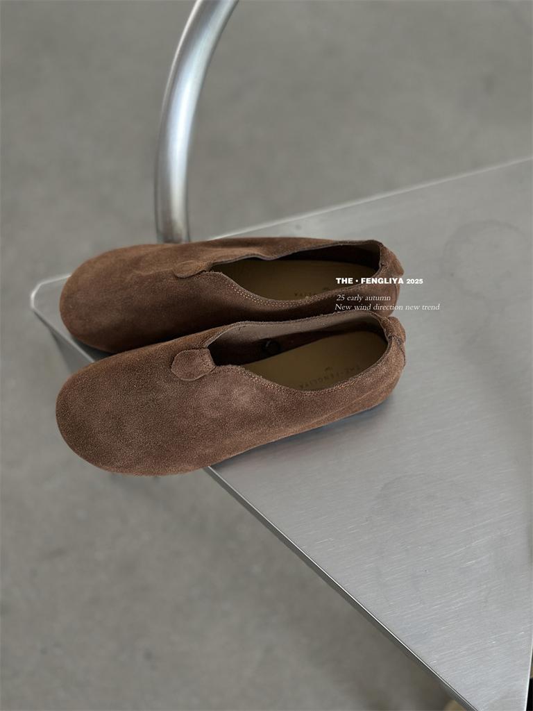 Soft-soled Single Shoes Women's 2025 Autumn New Flat Shoes One-pedal Grandma Shoes Women's Versatile Doudou Shoes