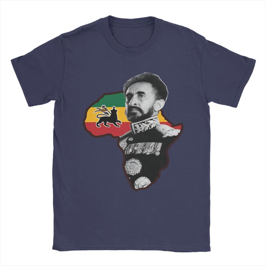 Awesome Haile Selassie I King Of Kings With The African Map T-Shirt Unisex Crew Neck Cotton T Shirts Short Sleeve Tee Shirt Tops