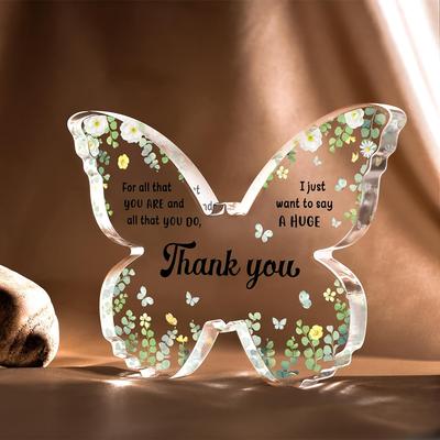 Art Deco Acrylic Butterfly Thank You Statue - Versatile Appreciation Gift for Various Occasions, No Electricity Needed, Ideal for Living Room, Bedroom