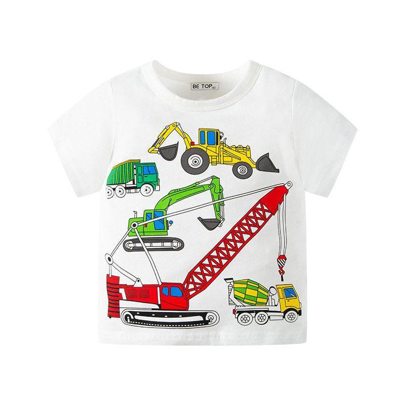 Crane Patterned Fashion Brand Clothes Children's Short-Sleeved T-shirt