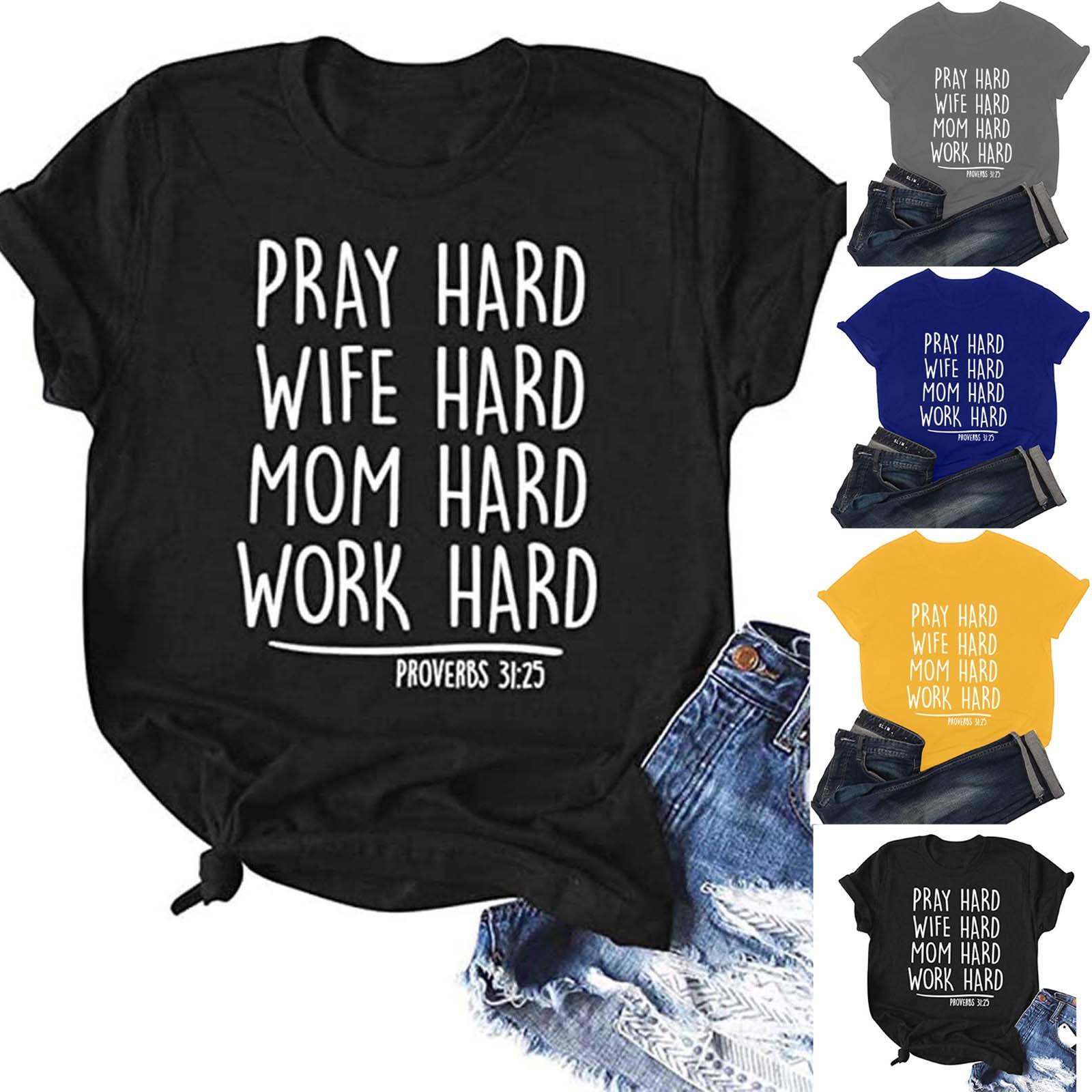 

Women Casual Letter Printing Short Sleeves Loose T-Shirt Blouse Tops