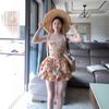 Seaside vacation floral suspender dress women's spring and summer pure desire beautiful temperament waist slim fluffy short skirt