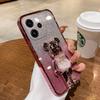 For OPPO Reno 15 Pro 15F Case with Cartoon 3D Bear Stand Luxury Slim Gradient Plating Glitter Girls Stylish For OPPO Reno 15F 15 Pro Back Cover