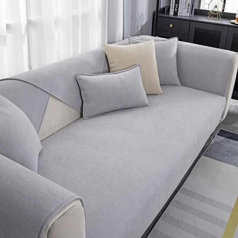 Ensfarget sofahåndkle for stue Chenille sofa Pute Sofatrekk Moderne Minimalistisk Hjørnesofatrekk Multi-størrelser
