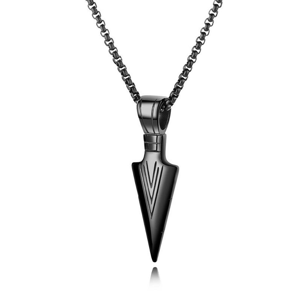 High-End Arrow Necklace for Men and Women, Stainless Steel Pendant with Short Dragon Bone Chain, Retro Jewelry.