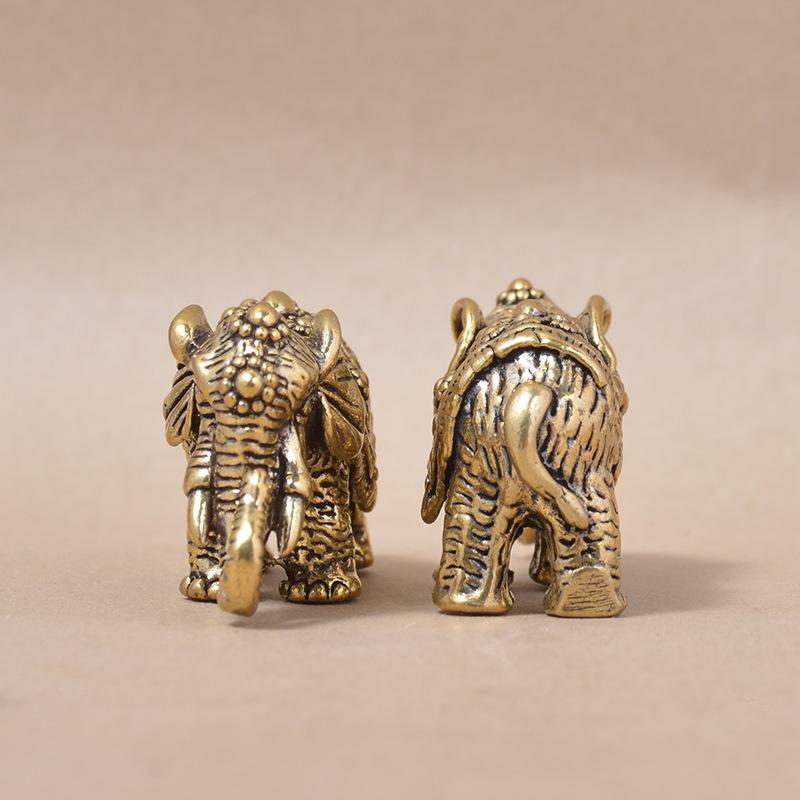 Mini Brass Auspicious Elephant Figurine Eco-friendly Vintage Lucky Statue Desktop Decor for All Occasions