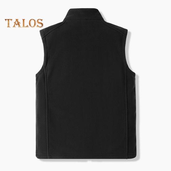 Men Polar Fleece Waistcoat Regular Fit Sleeveless Stand-Up Collar Vest Coat with Zipper Pockets Thermal Insulation Vest Jacket