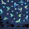 Glow in The Dark Wall Sticker, Hummingbirds Flowers Luminous Wall Decal, Waterproof Self Adhesive Sticker for Kids Room Nursery