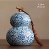 Chinesischer Stil Ru-Ofen Keramik Teedose, Kürbisformiges Vintage Teelagerglas mit Quasten-Dekor