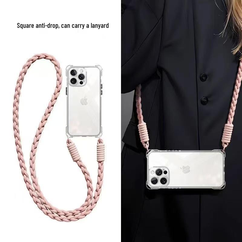Transparente quadratische Lanyard-Hülle für Apple iPhone 11/13/14/15/16/XR/XS - Vollständige Abdeckung